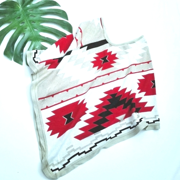 Boston Proper Aztec Print Poncho Shawl - Picture 2 of 9